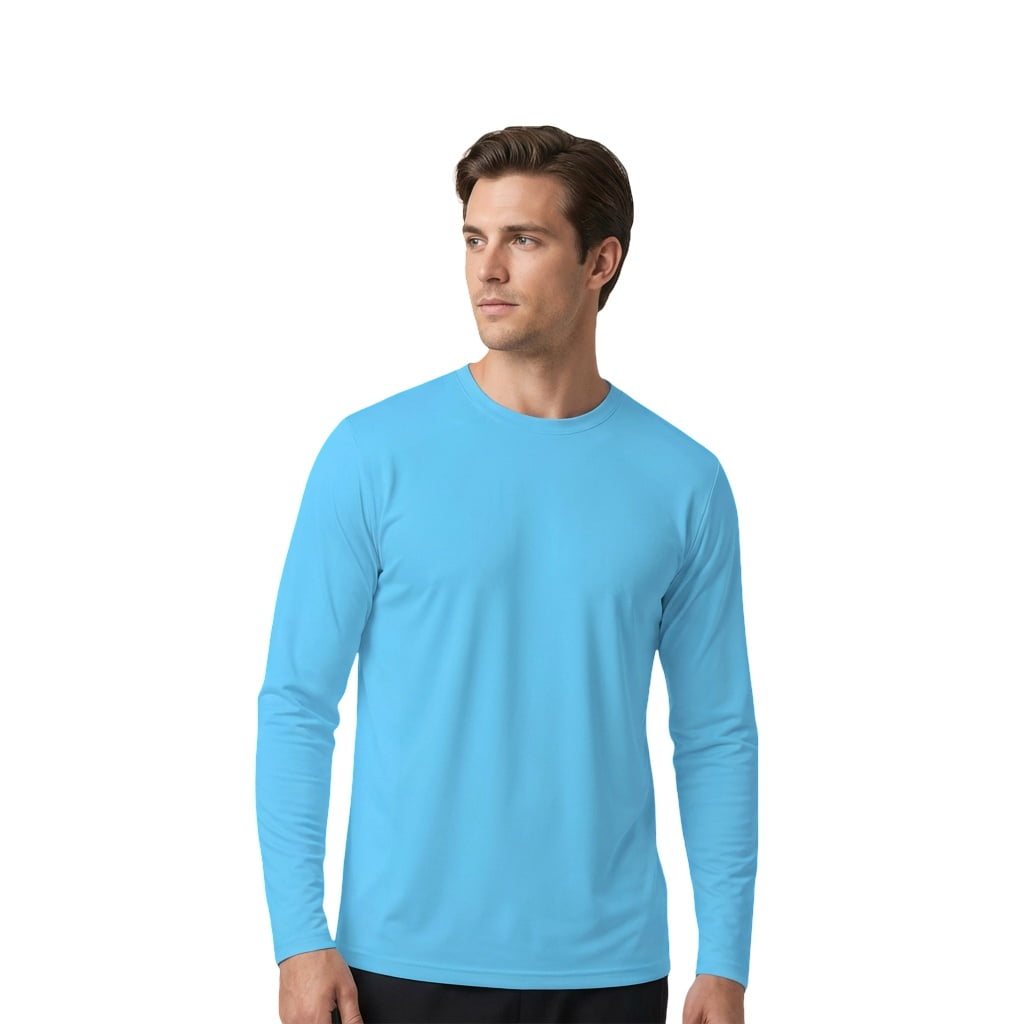 ZBORIBER Men's Quick Dry UPF 50+ UV Sun Protection Moisture Wicking Long Sleeve T-Shirt for Casual Workout,Sizes S-3XL,Shockwave Blue
