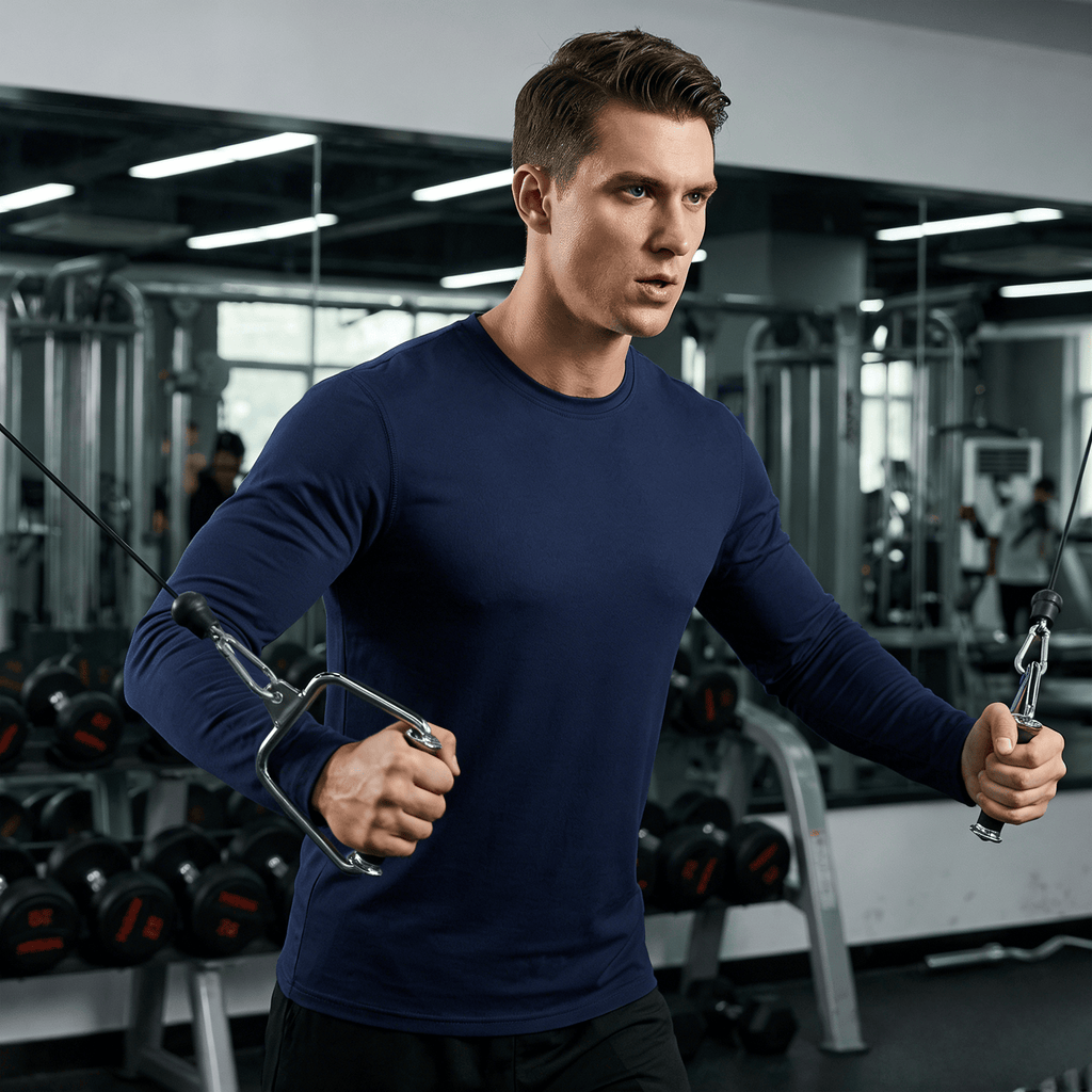 ZBORIBER Men's Quick Dry UPF 50+ UV Sun Protection Moisture Wicking Long Sleeve T-Shirt for Casual Workout,Sizes S-3XL,Navy