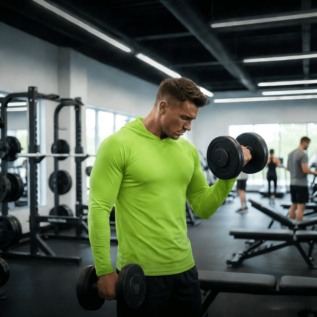 ZBORIBER Men's Hooded T-shirt, Moisture-wicking,Quick-drying,Highlighter Green,Sizes S-3XL