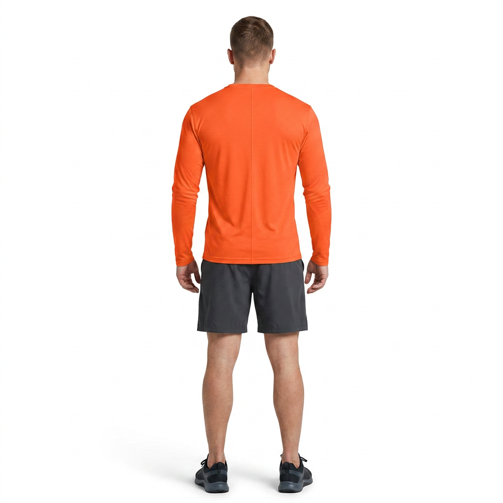 ZBORIBER Men's Quick Dry UPF 50+ UV Sun Protection Moisture Wicking Long Sleeve T-Shirt for Casual Workout,Sizes S-3XL,Highlighter Orange
