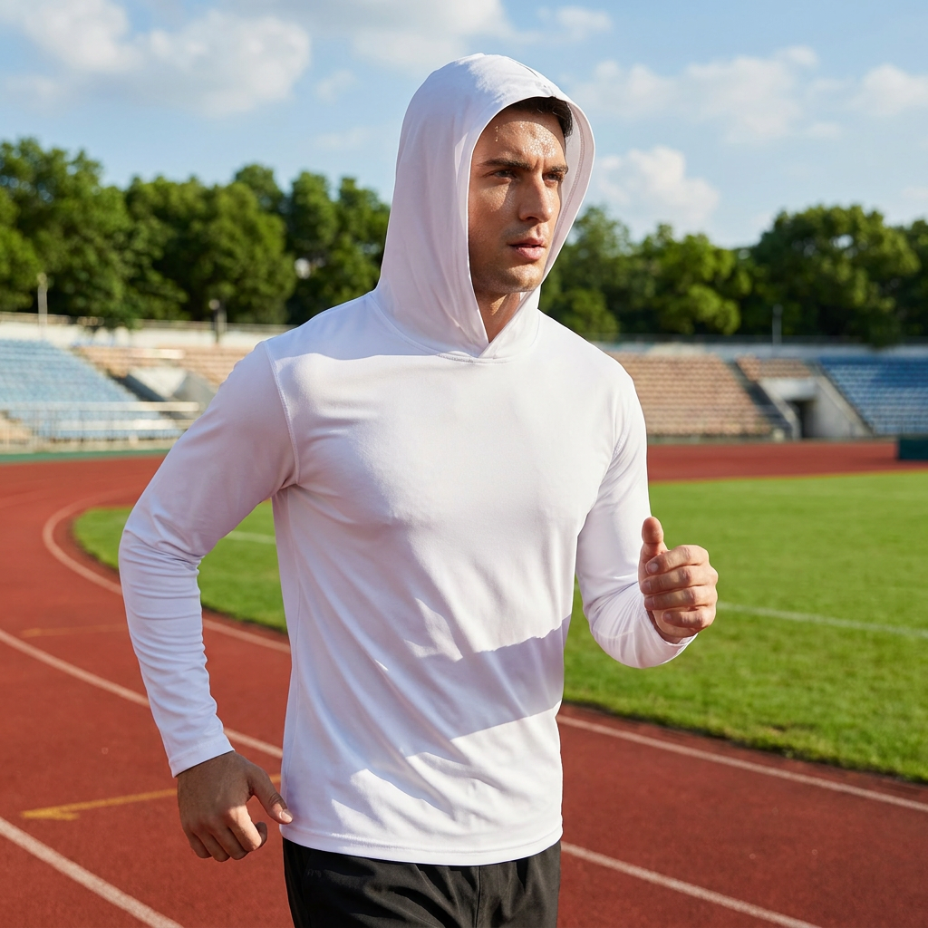 ZBORIBER Men's Sun Protection Hoodie Long Sleeve Quick Dry Shirt Lightweight Breathable Activewear Dry Fit Fishing Workout Shirt，Size S-3XL，WHITE
