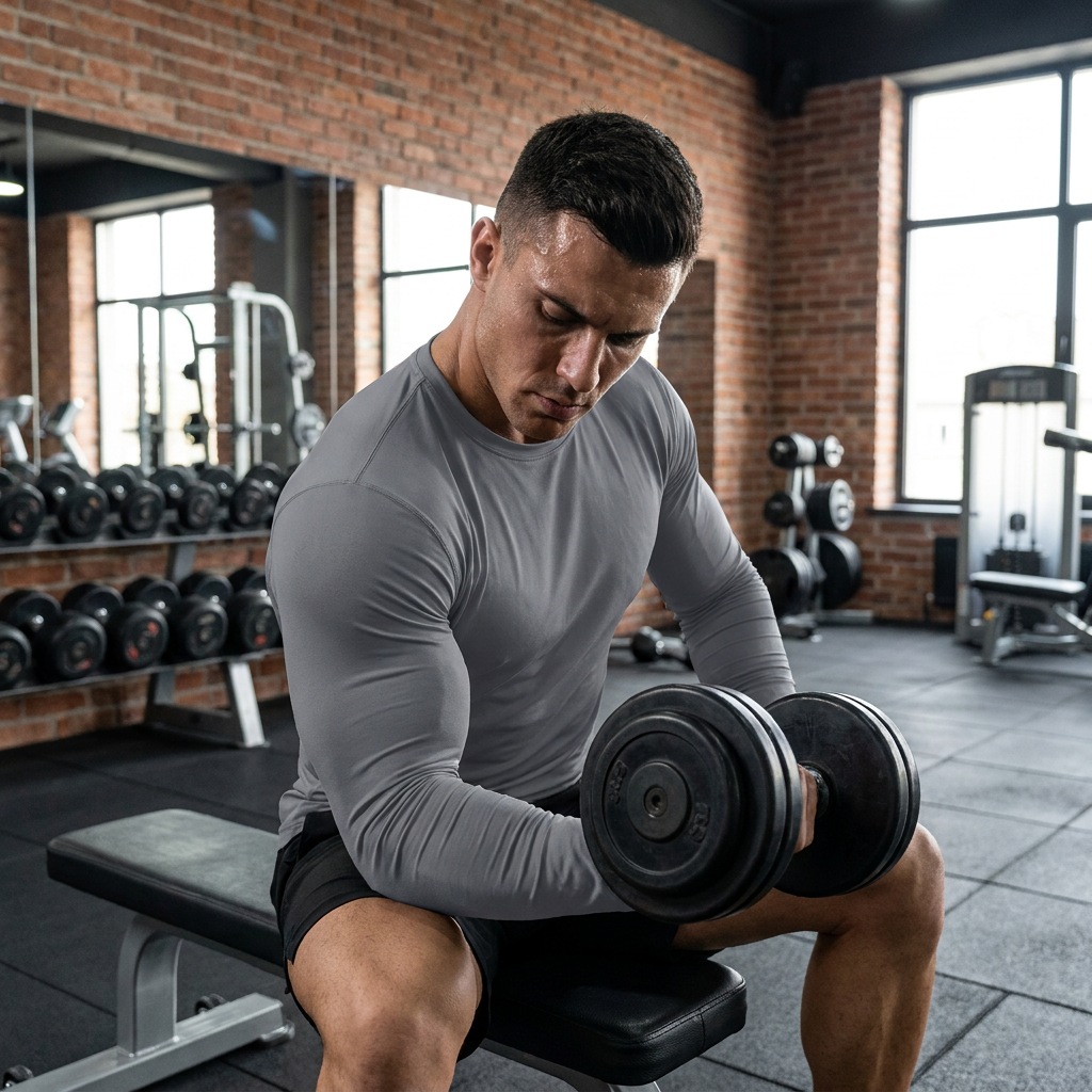 ZBORIBER Men's Long Sleeve T-Shirt Quick Dry Moisture Wicking Crew Neck Athletic Activewear Workout Shirt,Size S-3XL,Titanium