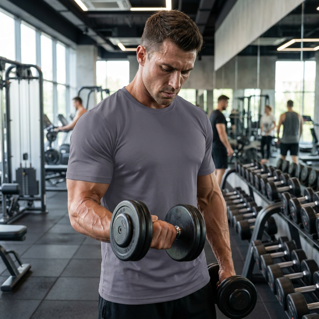ZBORIBER Men's Quick Dry Athletic T-Shirt, 100% Polyester Moisture Wicking Workout Shirt Short Sleeve Activewear，Size S-3XL，Titanium