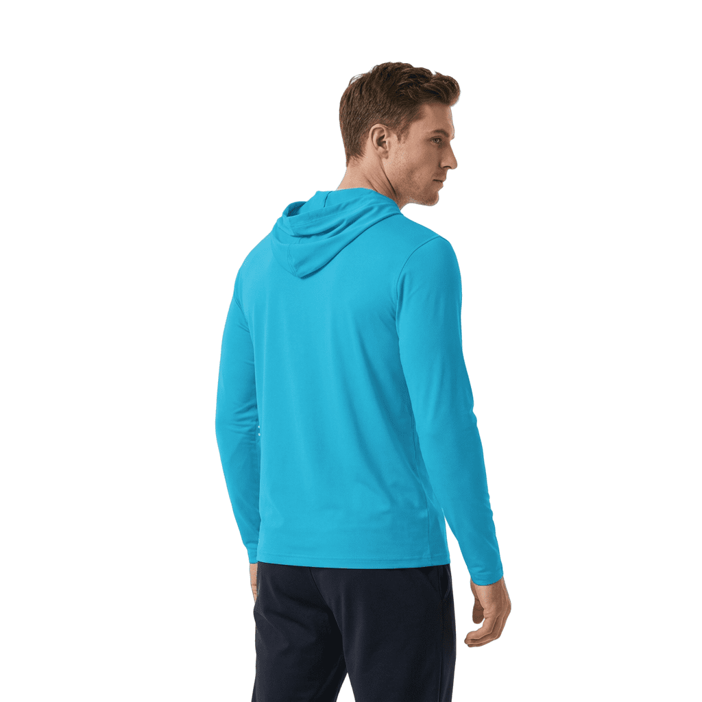 ZBORIBER Men's Quick Dry Breathable Hooded Sweatshirt,Shockwave Blue, Sizes S-3XL
