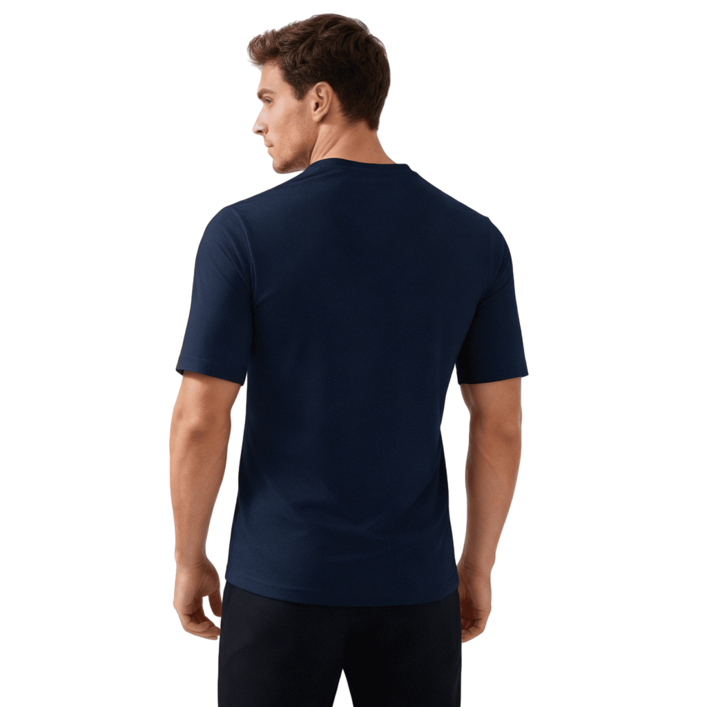 ZBORIBER Men's Quick-Dry Fit Gym Wicking Athletic Workout Short-Sleeve T-Shirts Sizes S-3XL,Navy