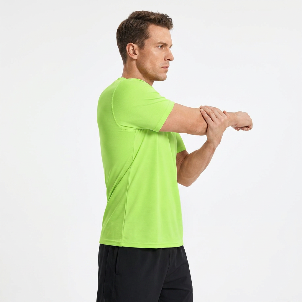 ZBORIBER Men's Quick-Dry Fit Gym Wicking Athletic Workout Short-Sleeve T-Shirts Sizes S-3XL,Highlighter Green