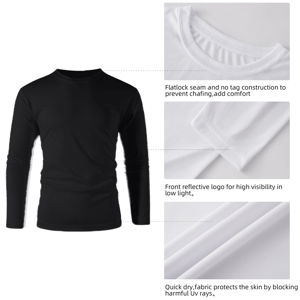 ZBORIBER Men's Quick Dry UPF 50+ UV Sun Protection Moisture Wicking Long Sleeve T-Shirt for Casual Workout,Sizes S-3XL,Black