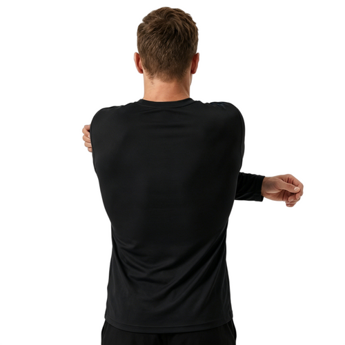 vZBORIBER Men's Long Sleeve T-Shirt Quick Dry Moisture Wicking Crew Neck Athletic Activewear Workout Shirt,Size S-3XL,BLACK