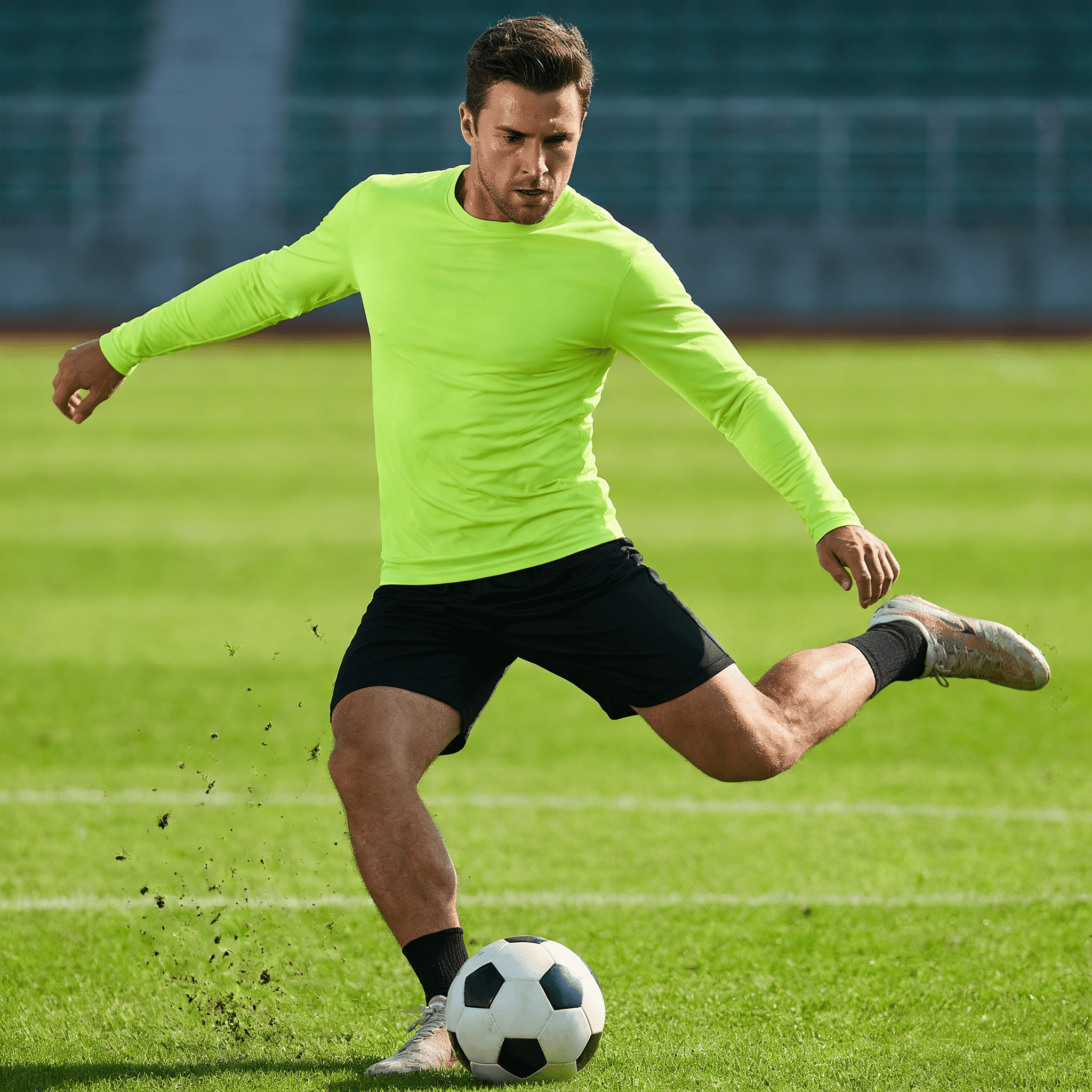 ZBORIBER Men's Quick Dry UPF 50+ UV Sun Protection Moisture Wicking Long Sleeve T-Shirt for Casual Workout,Sizes S-3XL,Highlighter Green