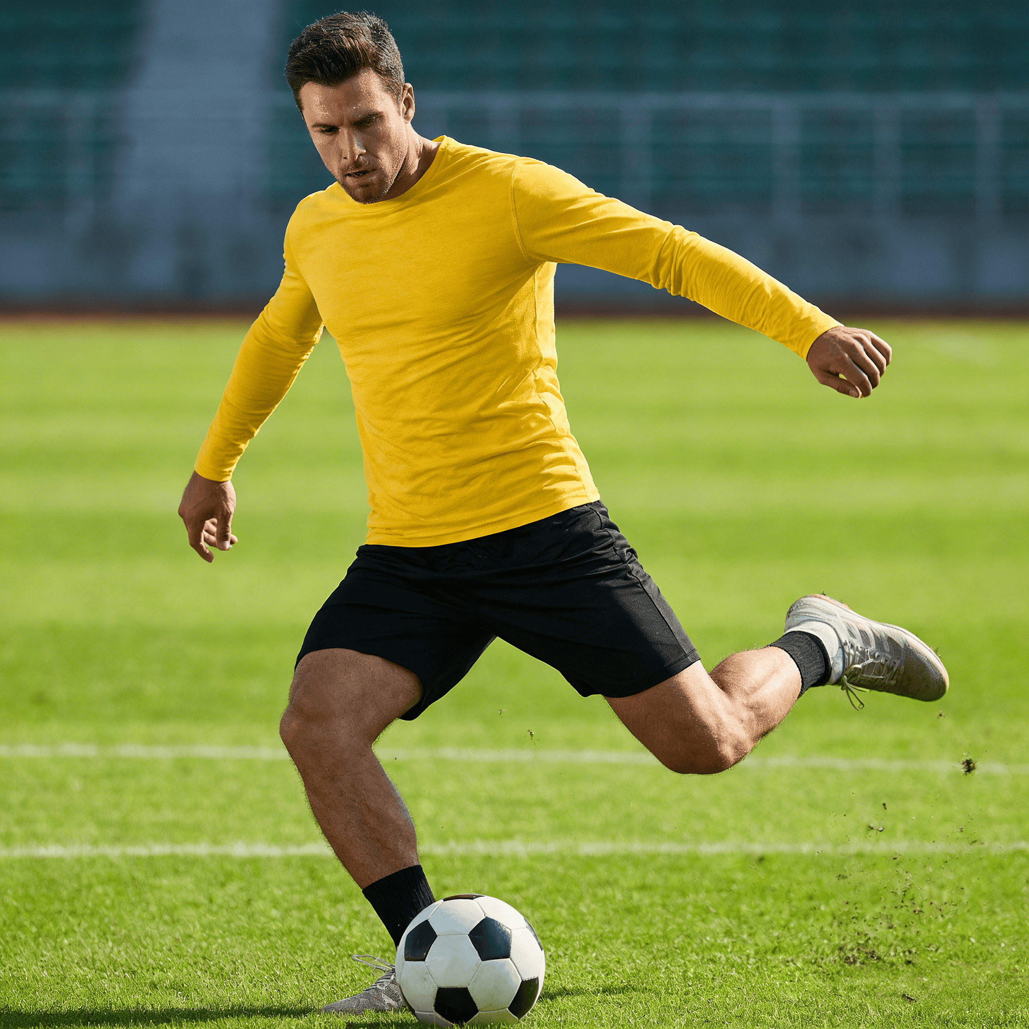 ZBORIBER Men's Quick Dry UPF 50+ UV Sun Protection Moisture Wicking Long Sleeve T-Shirt for Casual Workout,Sizes S-3XL,Heather Yellow