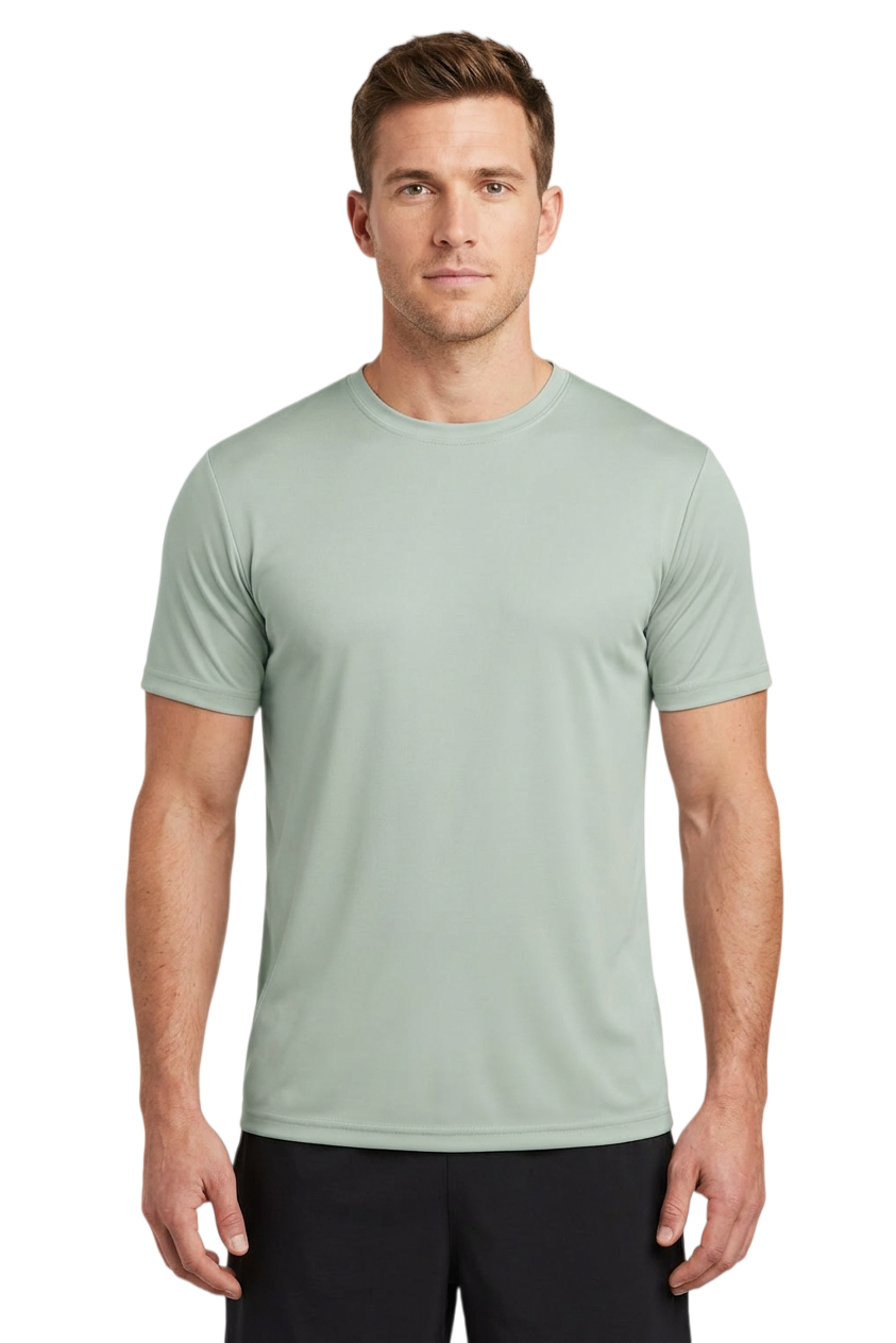 ZBORIBER Men's Quick-Dry Fit Gym Wicking Athletic Workout Short-Sleeve T-Shirts Sizes S-3XL,Silver