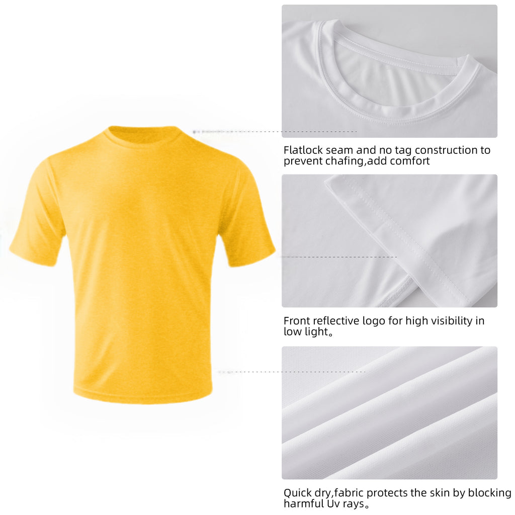 ZBORIBER Men's Quick-Dry Fit Gym Wicking Athletic Workout Short-Sleeve T-Shirts,Heather Yellow