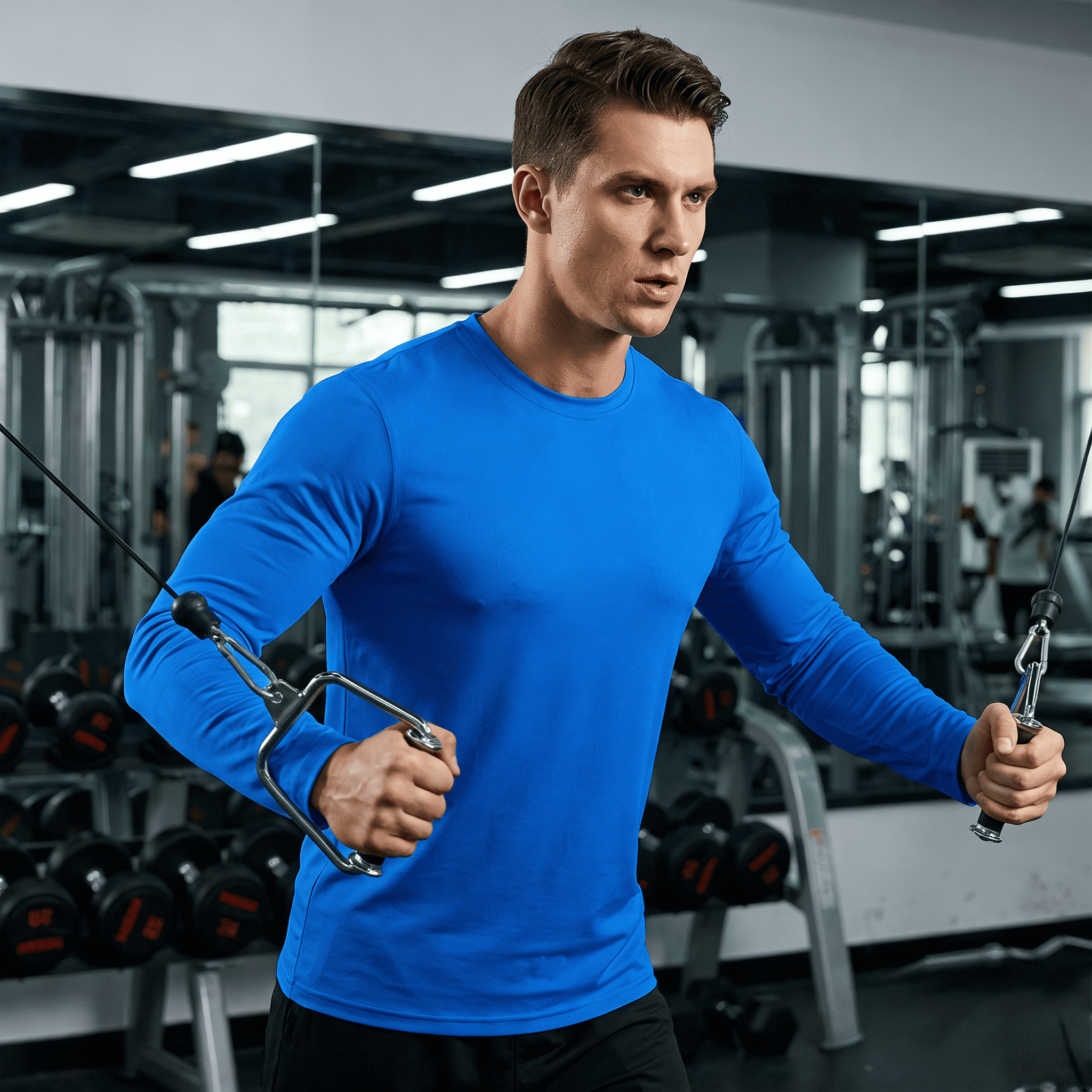 ZBORIBER Men's Quick Dry UPF 50+ UV Sun Protection Moisture Wicking Long Sleeve T-Shirt for Casual Workout,Sizes S-3XL,Royal