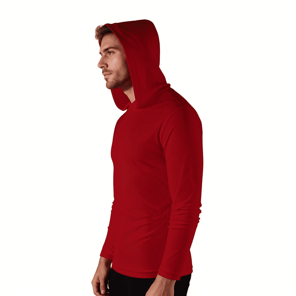 ZBORIBER Men's Quick Dry Breathable Hooded Sweatshirt,Red, Sizes S-3XL