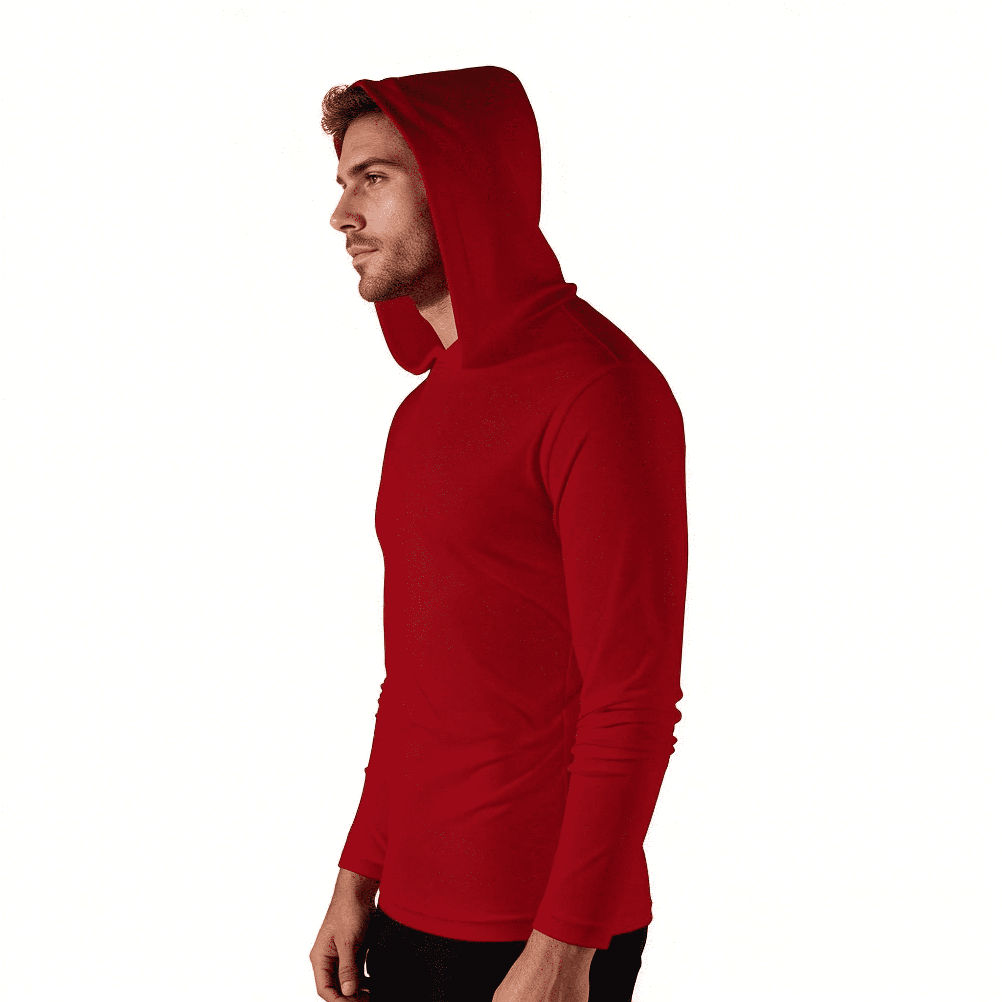 ZBORIBER Men's Quick Dry Breathable Hooded Sweatshirt,Red, Sizes S-3XL