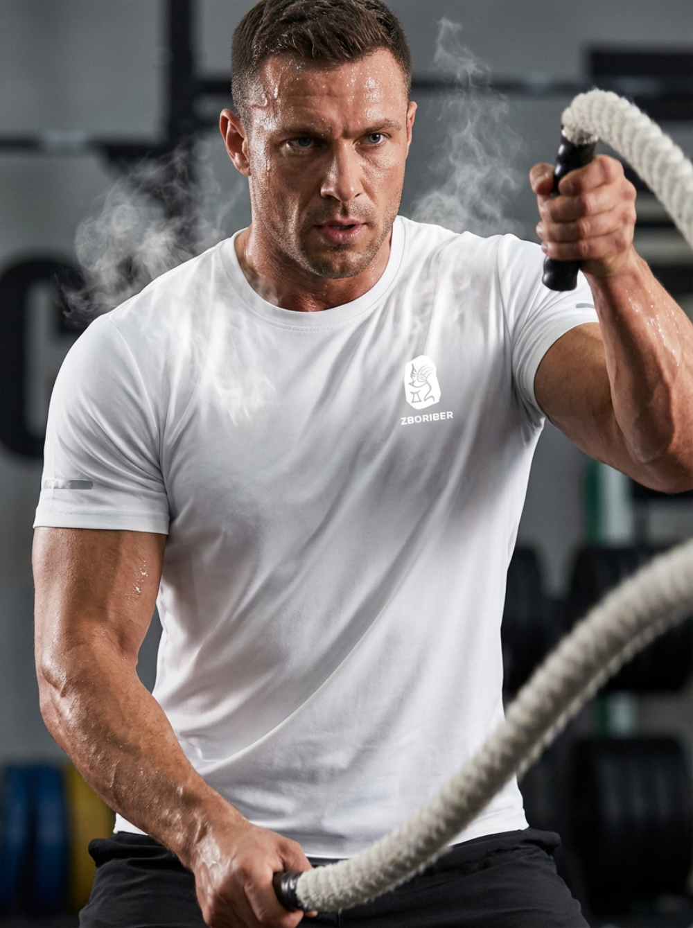 ZBORIBER Men's Short-sleeved T-shirt, Quick-drying, Moisture-wicking, Sweat-wicking, with Reflective Stripes and Reflective Logo,3-Pack