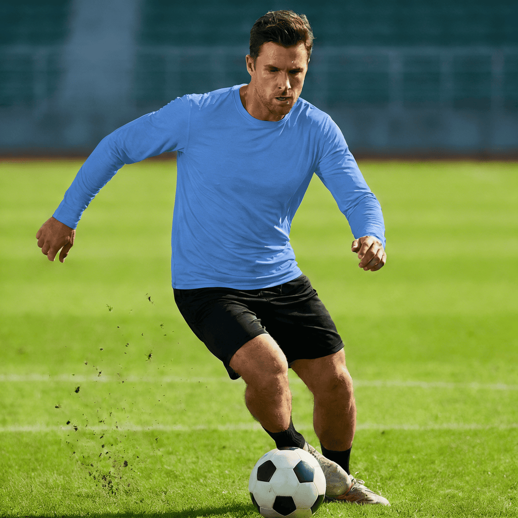 ZBORIBER Men's Quick Dry UPF 50+ UV Sun Protection Moisture Wicking Long Sleeve T-Shirt for Casual Workout,Sizes S-3XL,Highlighter Chambray
