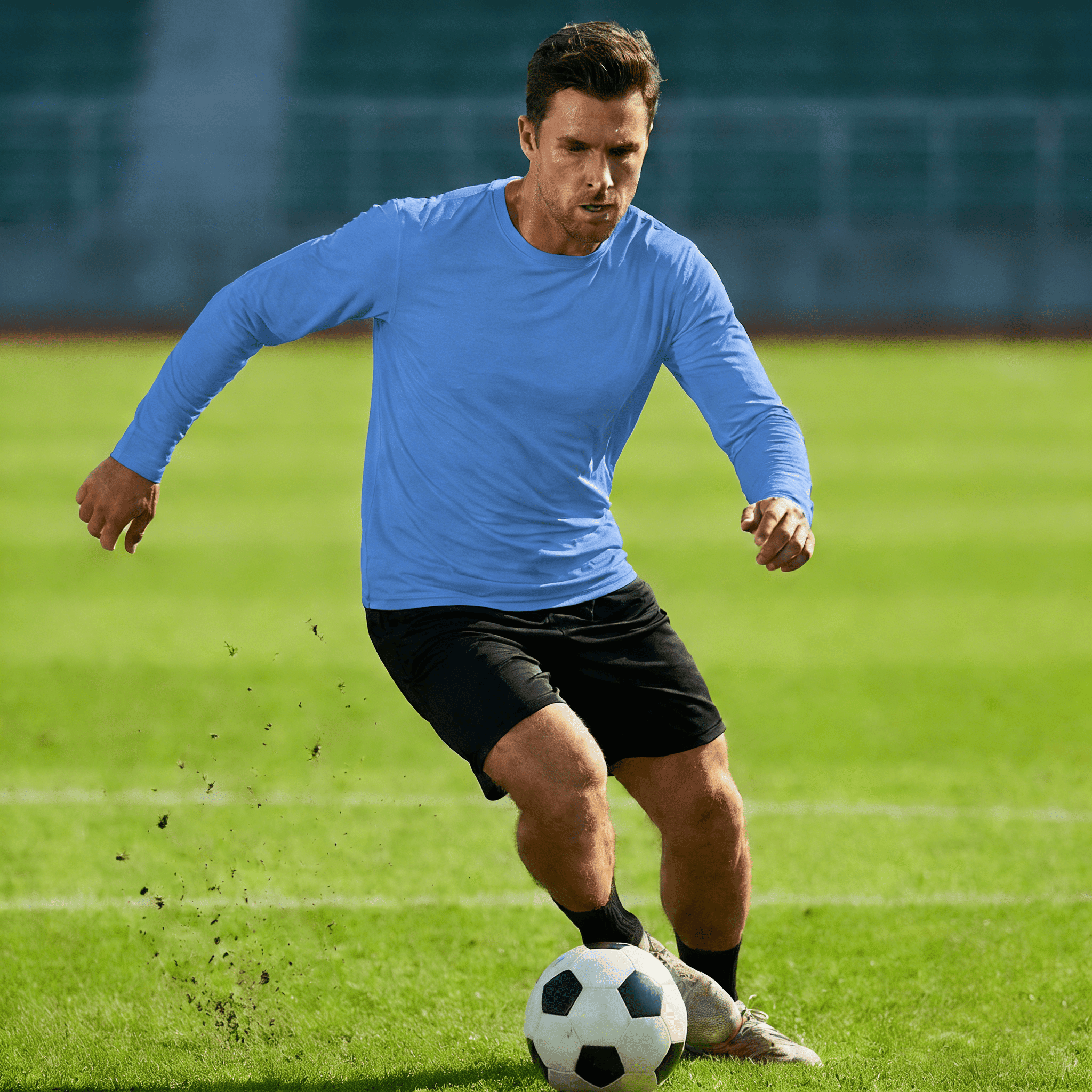 ZBORIBER Men's Quick Dry UPF 50+ UV Sun Protection Moisture Wicking Long Sleeve T-Shirt for Casual Workout,Sizes S-3XL,Highlighter Chambray