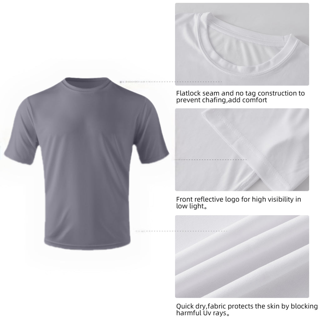 ZBORIBER Men's Quick-Dry Fit Gym Wicking Athletic Workout Short-Sleeve T-Shirts Sizes S-3XL,Titanium