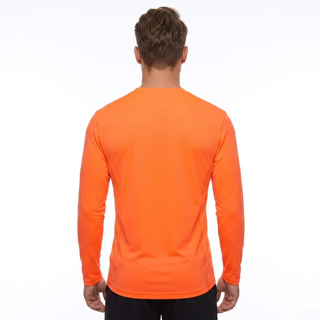 ZBORIBER Men's Quick Dry UPF 50+ UV Sun Protection Moisture Wicking Long Sleeve T-Shirt for Casual Workout,Sizes S-3XL,Neon Orange