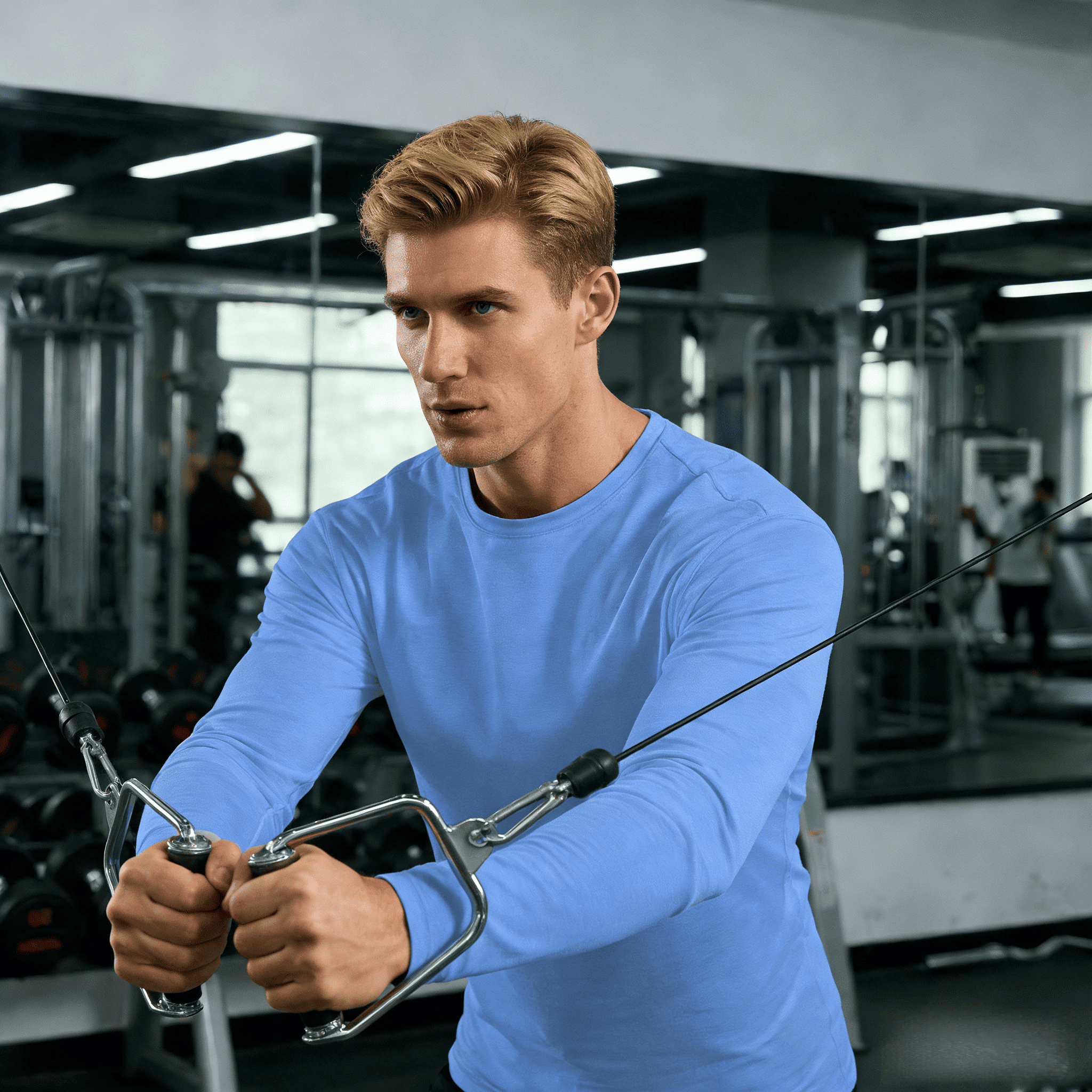 ZBORIBER Men's Quick Dry UPF 50+ UV Sun Protection Moisture Wicking Long Sleeve T-Shirt for Casual Workout,Sizes S-3XL,Highlighter Chambray