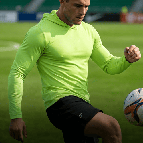 ZBORIBER Men's Hooded T-shirt, Moisture-wicking,Quick-drying,Highlighter Green, Sizes S-3XL