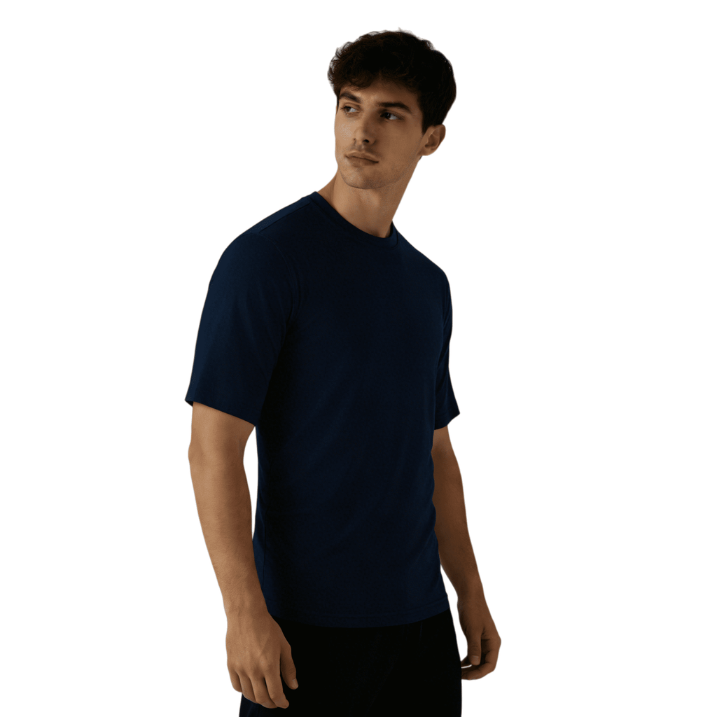ZBORIBER Men's Quick-Dry Fit Gym Wicking Athletic Workout Short-Sleeve T-Shirts Sizes S-3XL,Navy
