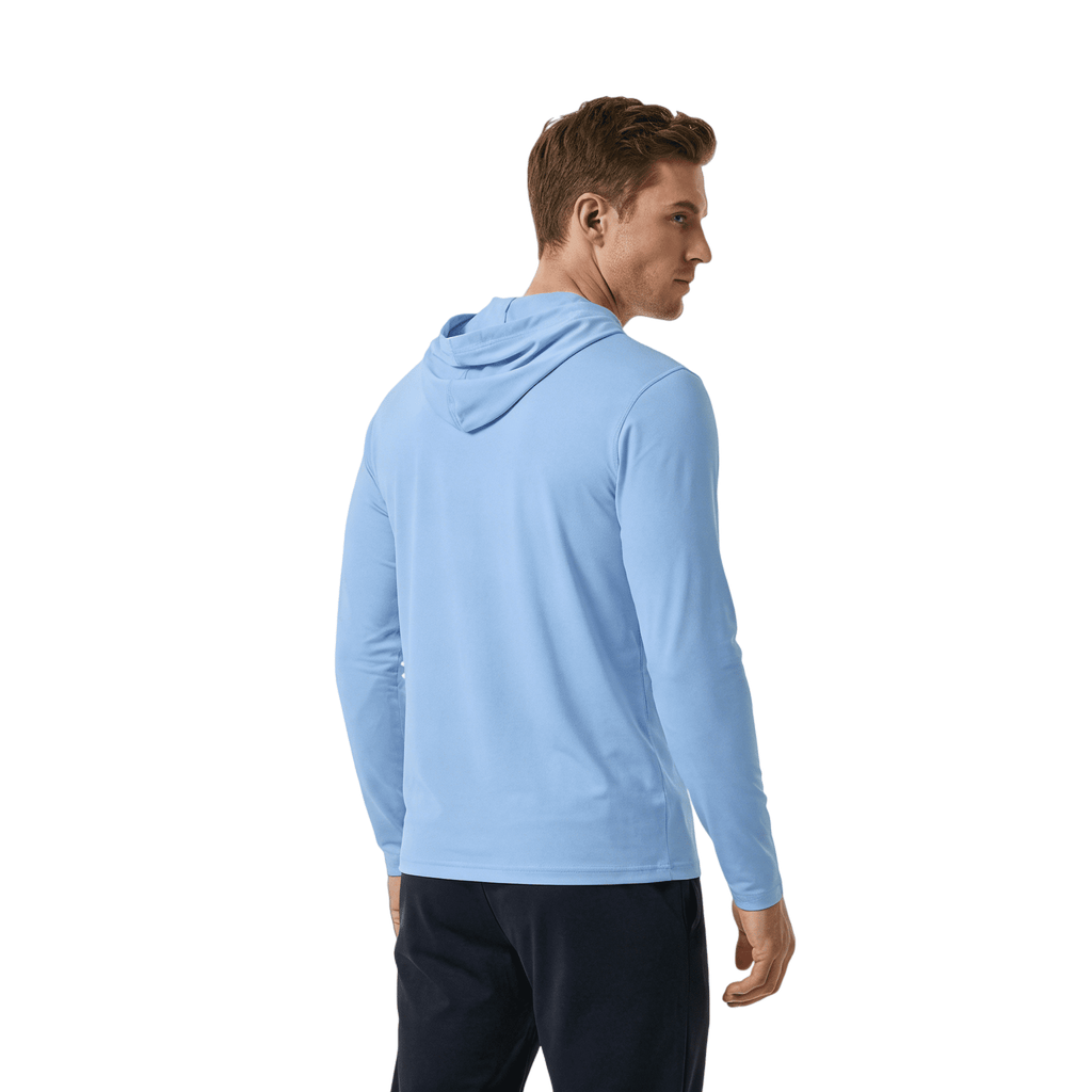 ZBORIBER Men's Hooded T-shirt, Moisture-wicking,Quick-drying,Highlighter Chambray,Sizes S-3XL