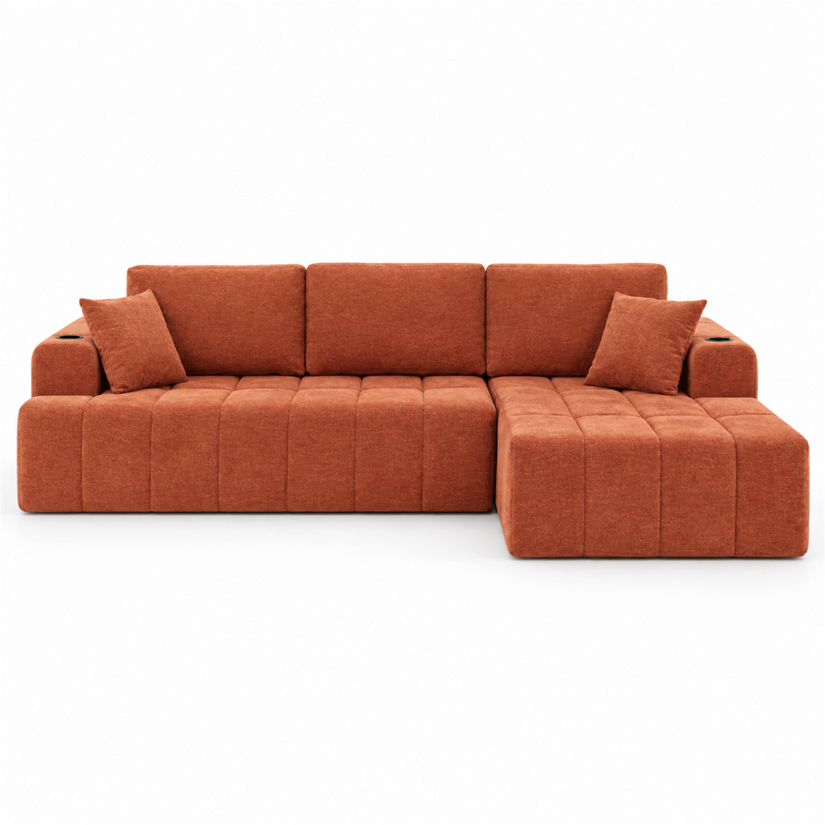 108-Inch L-Shaped Chenille Cloud Sectional Sofa with Chaise, No Assembly, Orange