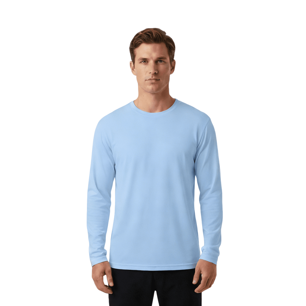 ZBORIBER Men's Quick Dry Long Sleeve Shirts UPF 50+ UV Sun Protection Moisture Wicking T-Shirt for Casual Workout,Carolina Blue