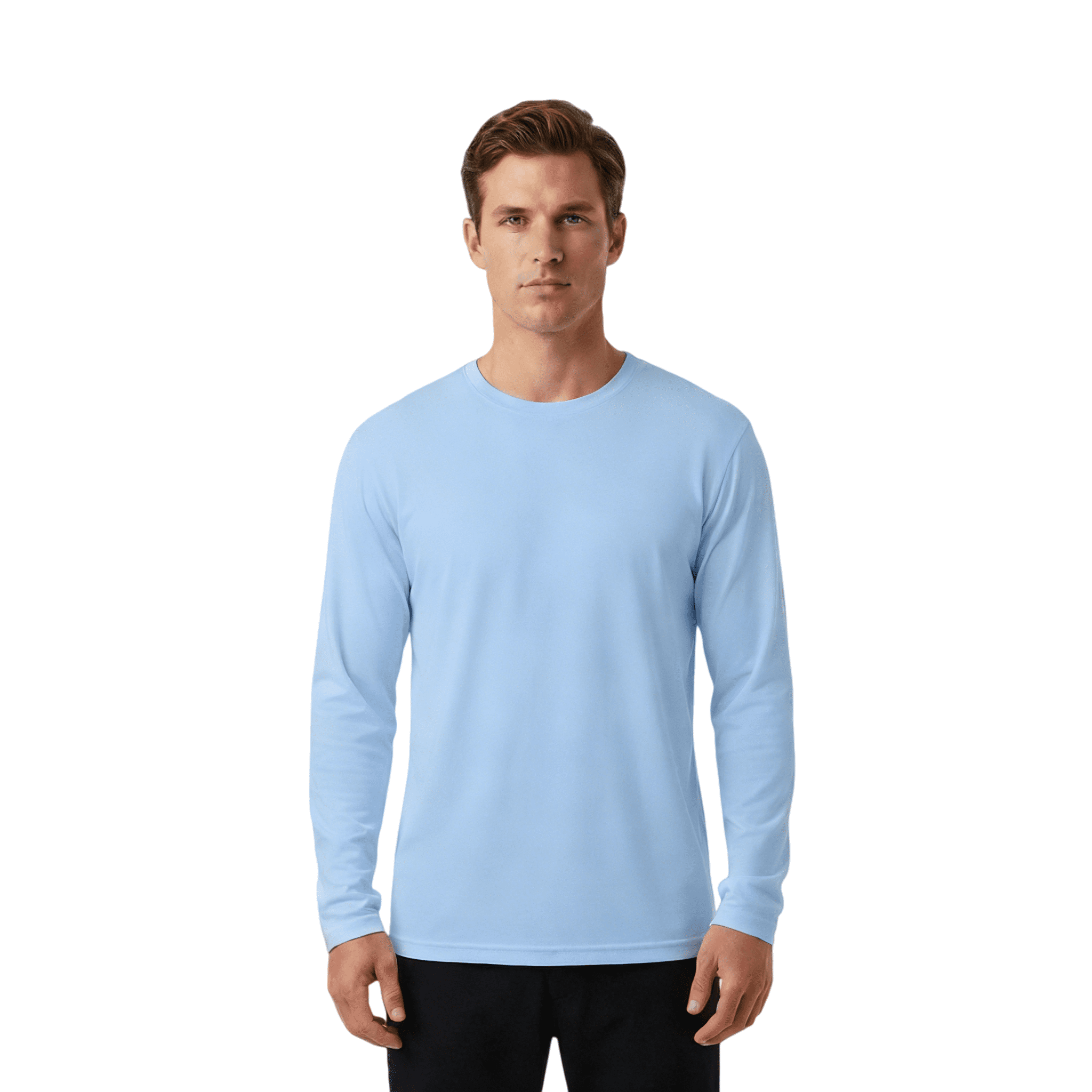 ZBORIBER Men's Quick Dry Long Sleeve Shirts UPF 50+ UV Sun Protection Moisture Wicking T-Shirt for Casual Workout,Carolina Blue