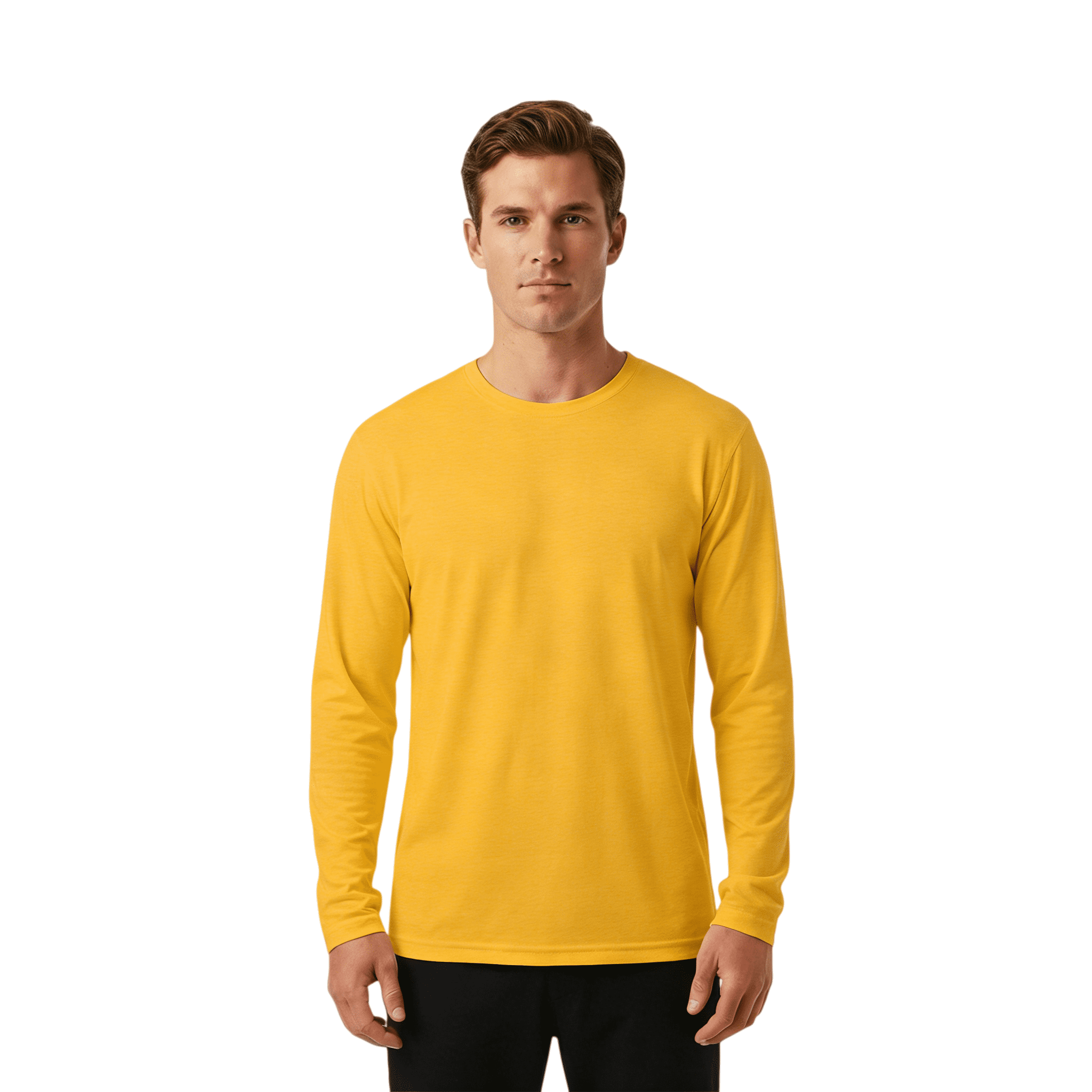 ZBORIBER Men's Quick Dry UPF 50+ UV Sun Protection Moisture Wicking Long Sleeve T-Shirt for Casual Workout,Sizes S-3XL,,Heather Yellow