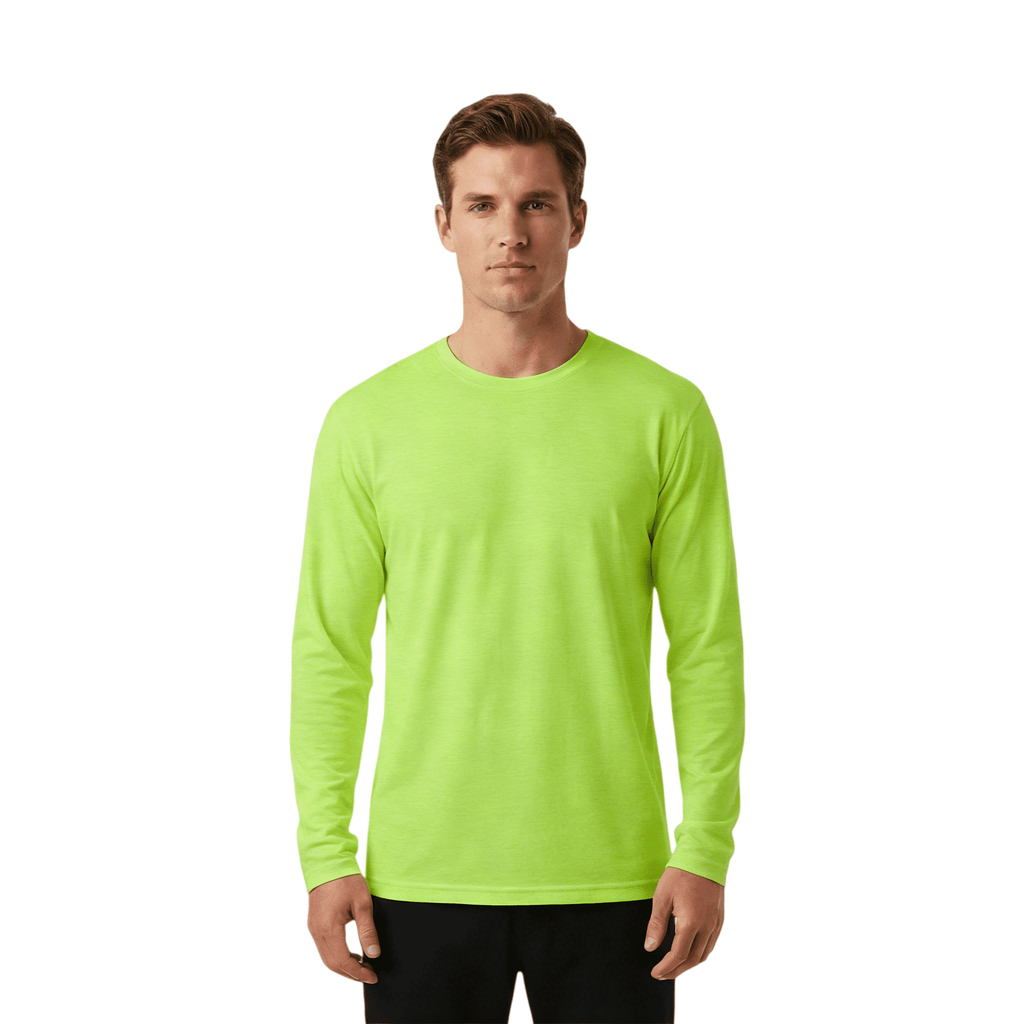 ZBORIBER Men's Quick Dry UPF 50+ UV Sun Protection Moisture Wicking Long Sleeve T-Shirt for Casual Workout,Sizes S-3XL,Highlighter Green