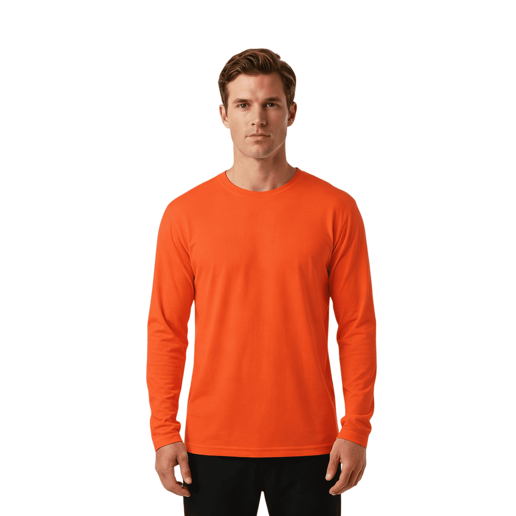 ZBORIBER Men's Quick Dry UPF 50+ UV Sun Protection Moisture Wicking Long Sleeve T-Shirt for Casual Workout,Sizes S-3XL,Highlighter Orange