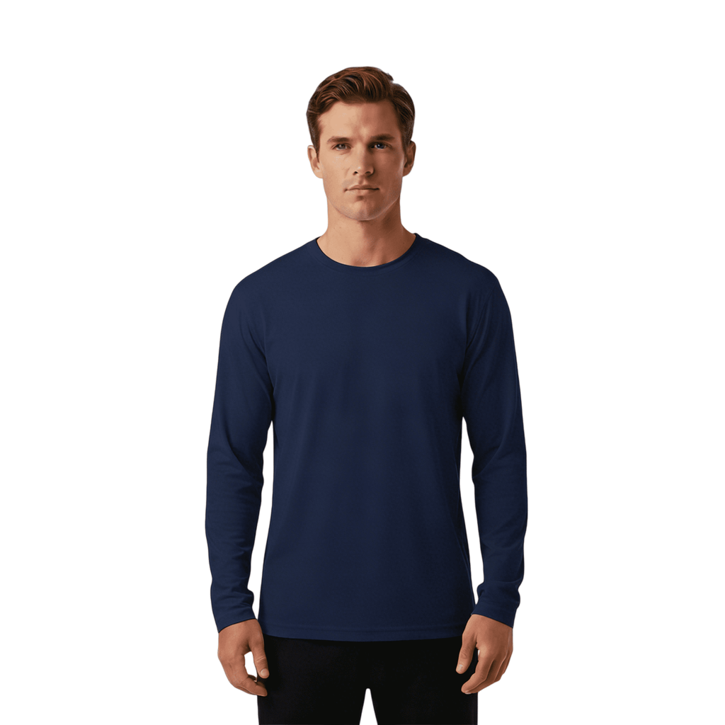 ZBORIBER Men's Quick Dry UPF 50+ UV Sun Protection Moisture Wicking Long Sleeve T-Shirt for Casual Workout,Sizes S-3XL,Navy