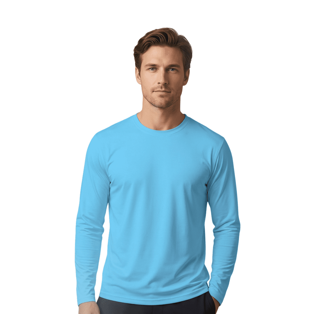 ZBORIBER Men's Quick Dry UPF 50+ UV Sun Protection Moisture Wicking Long Sleeve T-Shirt for Casual Workout,Sizes S-3XL,Shockwave Blue
