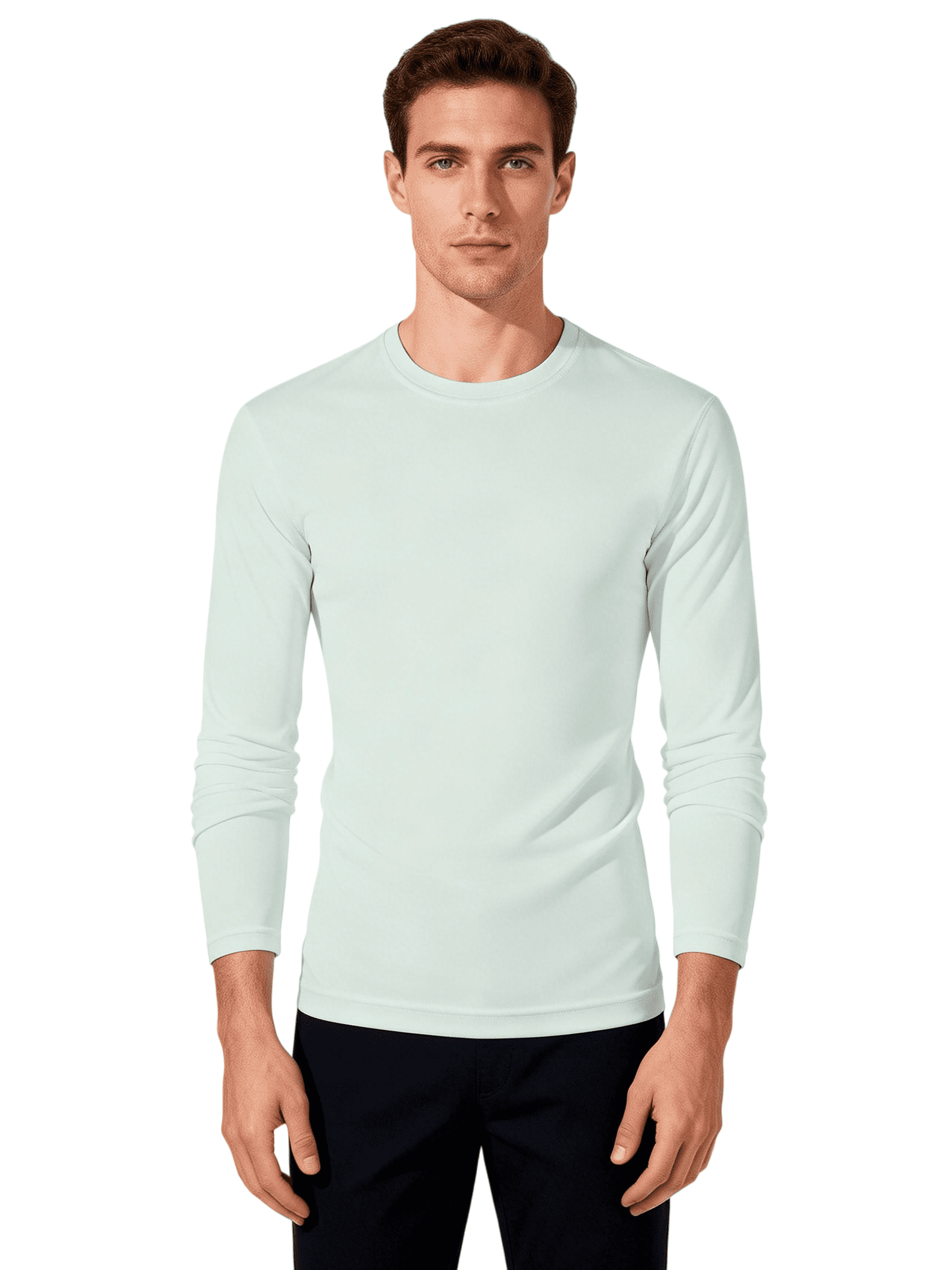 ZBORIBER Men's Quick Dry UPF 50+ UV Sun Protection Moisture Wicking Long Sleeve T-Shirt for Casual Workout,Sizes S-3XL,Silver