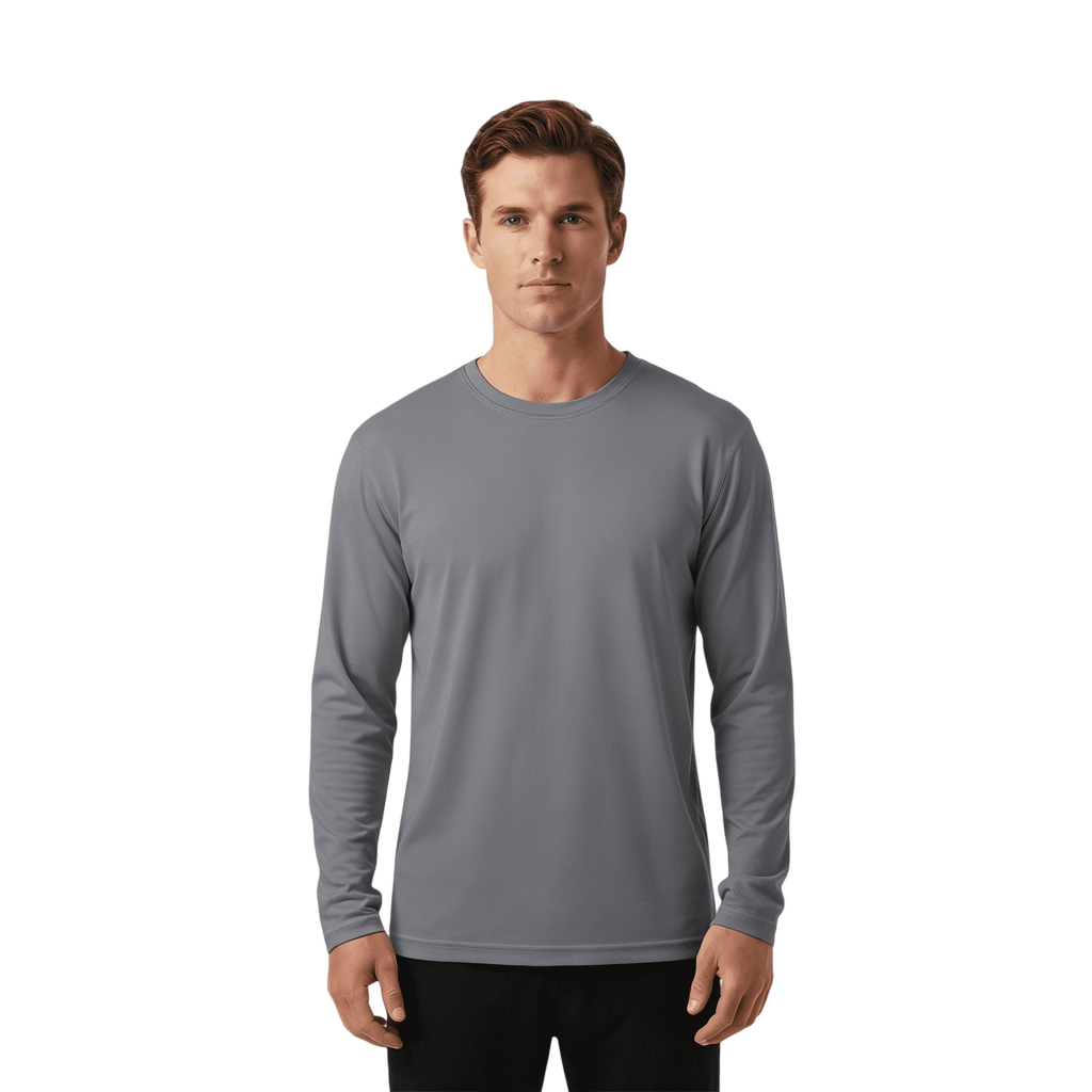 ZBORIBER Men's Quick Dry UPF 50+ UV Sun Protection Moisture Wicking Long Sleeve T-Shirt for Casual Workout,Sizes S-3XL,Titanium