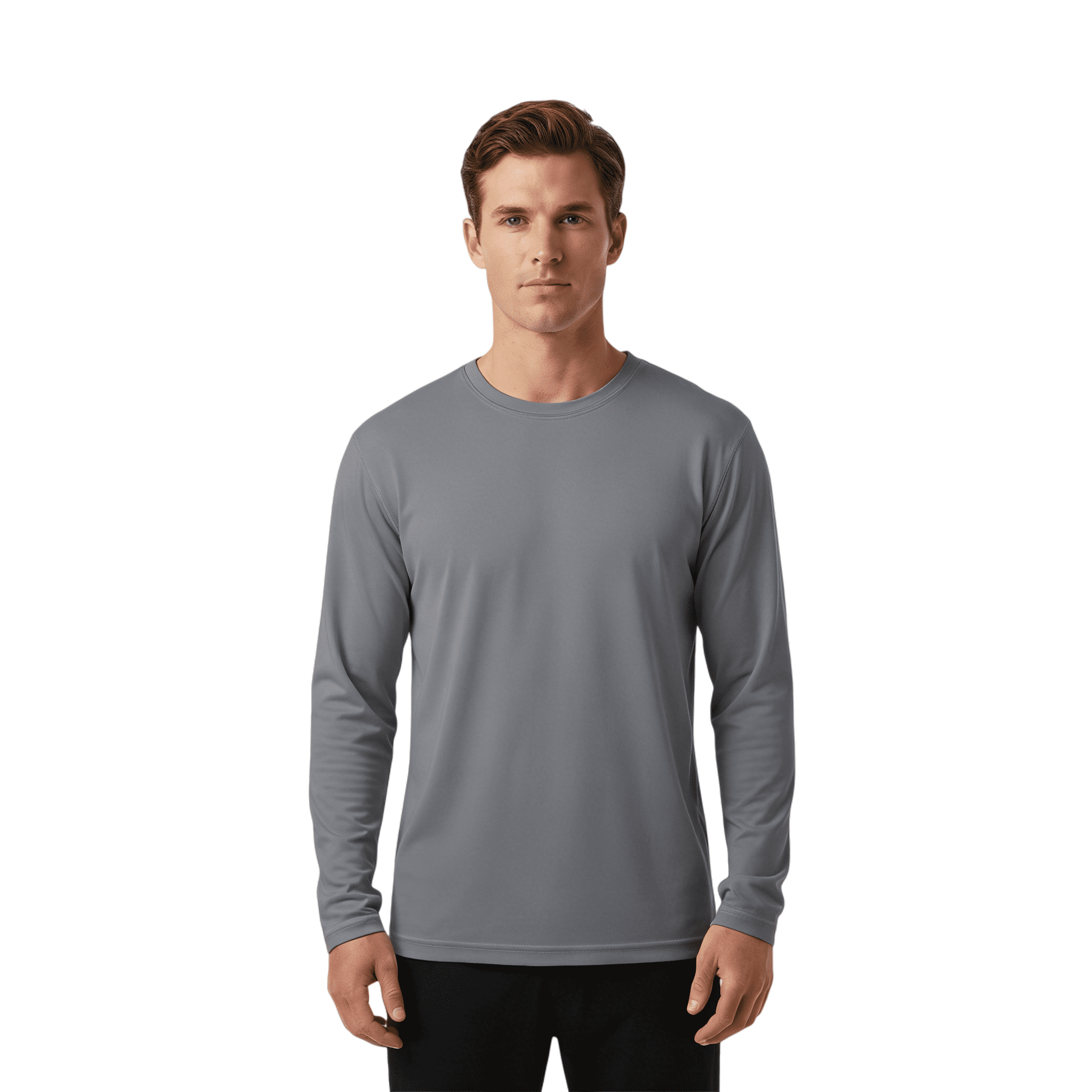 ZBORIBER Men's Quick Dry UPF 50+ UV Sun Protection Moisture Wicking Long Sleeve T-Shirt for Casual Workout,Sizes S-3XL,Titanium