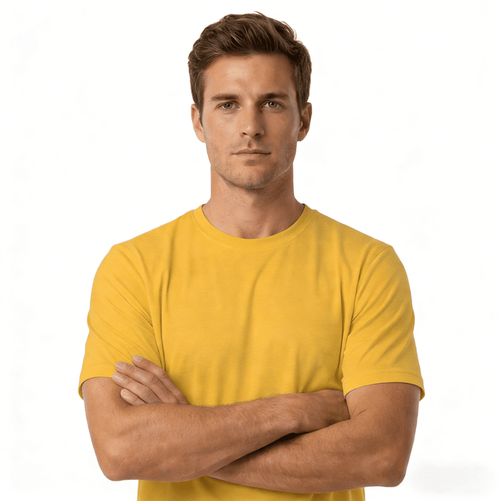 ZBORIBER Men's Quick-Dry Fit Gym Wicking Athletic Workout Short-Sleeve T-Shirts,Sizes S-3XL,Heather Yellow