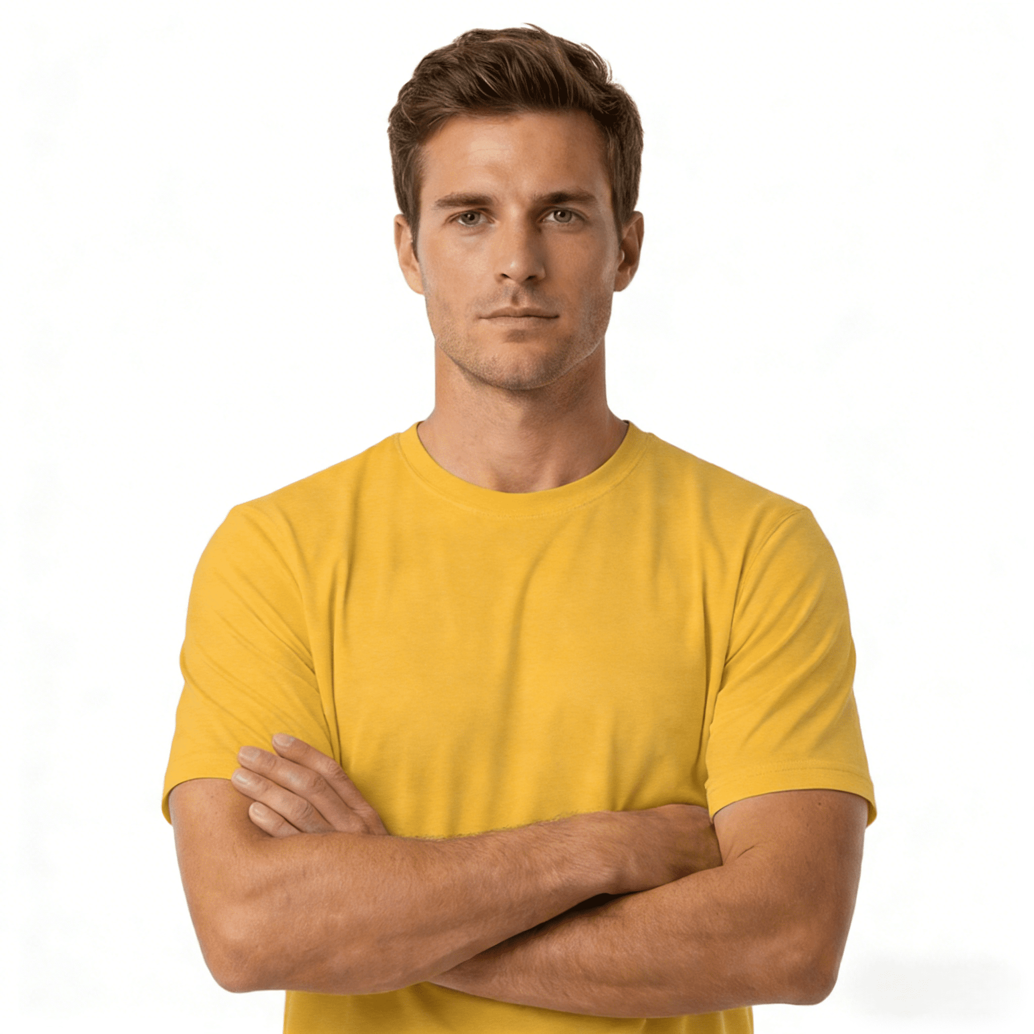 ZBORIBER Men's Quick-Dry Fit Gym Wicking Athletic Workout Short-Sleeve T-Shirts,Sizes S-3XL,Heather Yellow