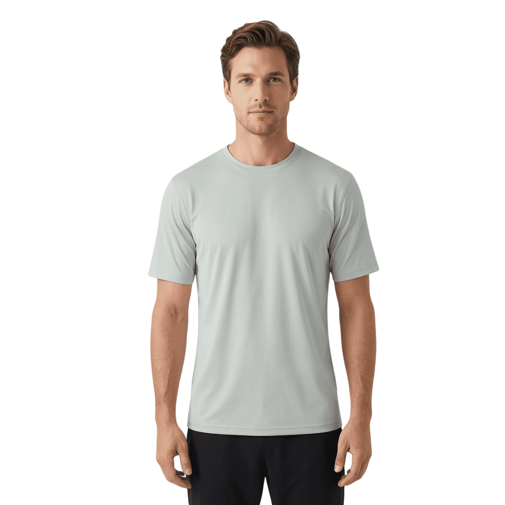 ZBORIBER Men's Sport Tops Dry Fit Gym Wicking Athletic T-Shirts Workout Shirts,Short-Sleeve, Sizes S-3XL,Silver