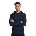 ZBORIBER Men's Hooded T-shirt, Moisture-wicking,Quick-drying,Navy,Sizes S-3XL