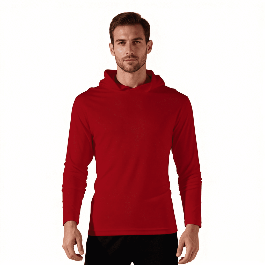 ZBORIBER Men's Quick Dry Breathable Hooded Sweatshirt,Red, Sizes S-3XL