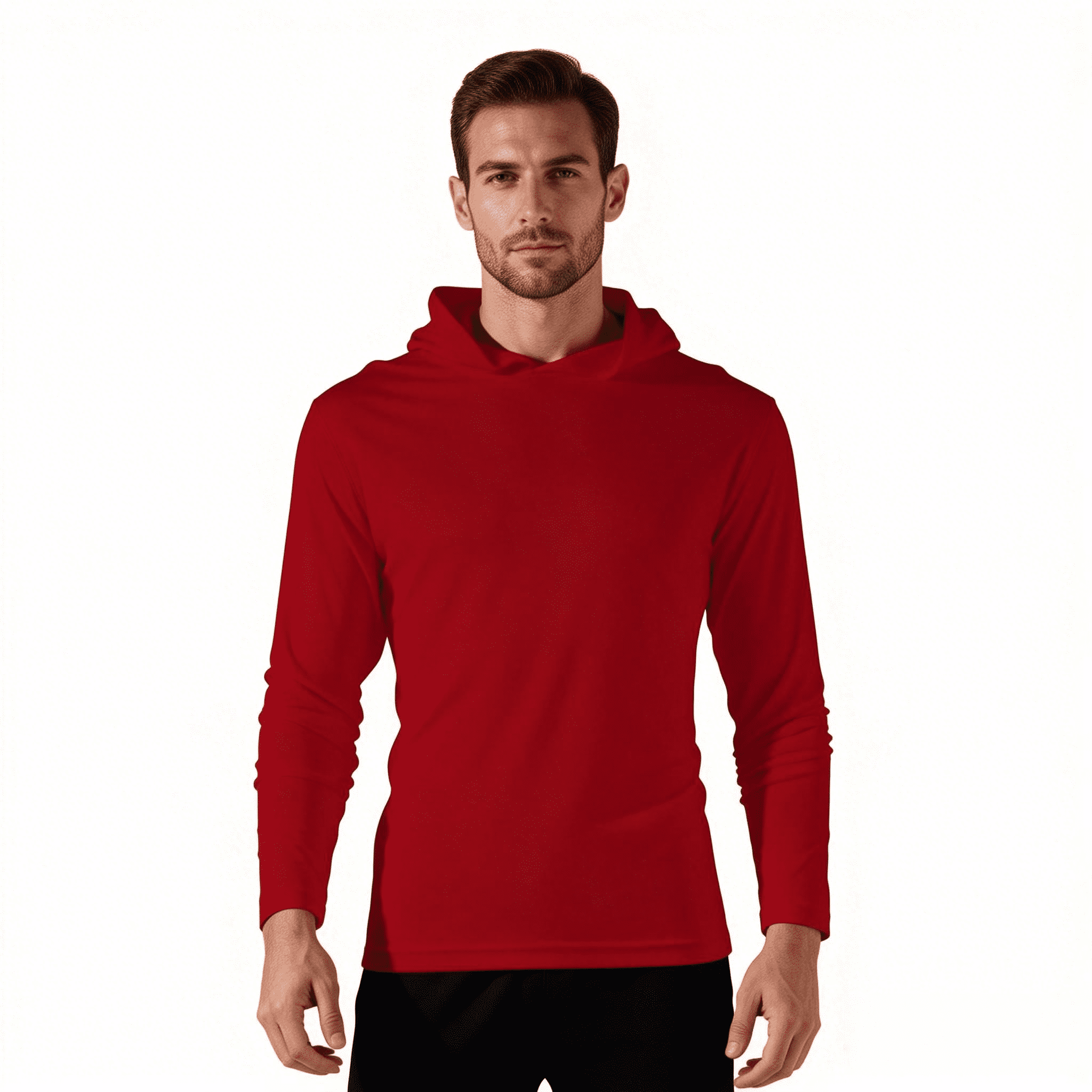 ZBORIBER Men's Hooded T-shirt, Moisture-wicking,Quick-drying,Red,Sizes S-3XL