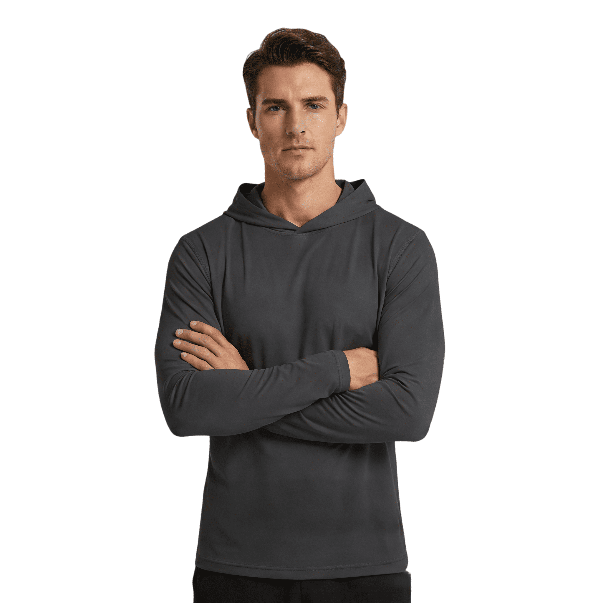 ZBORIBER Men's Hooded T-shirt, Moisture-wicking,Quick-drying,Titanium,Sizes S-3XL