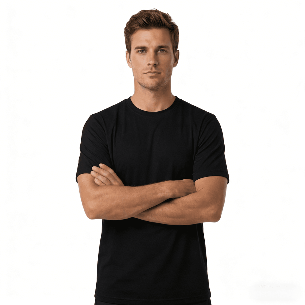 ZBORIBER Men's Quick-Dry Fit Gym Wicking Athletic Workout Short-Sleeve T-Shirts Sizes S-3XL,Black