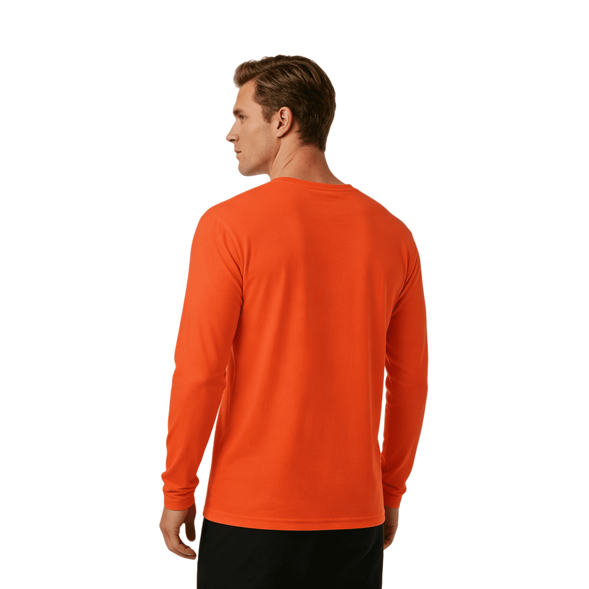 ZBORIBER Men's Quick Dry UPF 50+ UV Sun Protection Moisture Wicking Long Sleeve T-Shirt for Casual Workout,Sizes S-3XL,Highlighter Orange