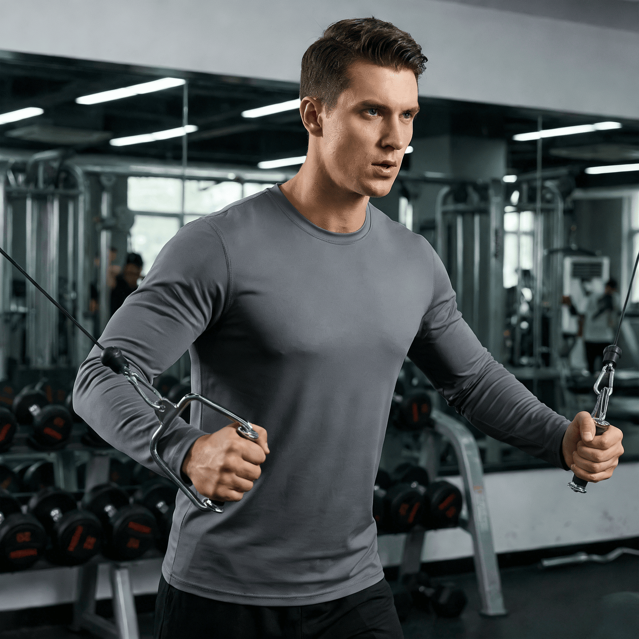 ZBORIBER Men's Quick Dry UPF 50+ UV Sun Protection Moisture Wicking Long Sleeve T-Shirt for Casual Workout,Sizes S-3XL,Titanium