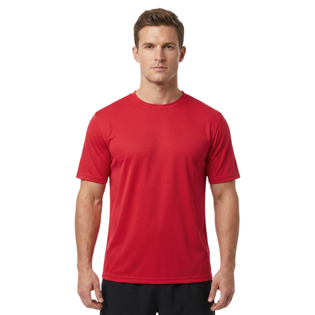 ZBORIBER Men's Quick-Dry Fit Gym Wicking Athletic Workout Short-Sleeve T-Shirts Sizes S-3XL,Red